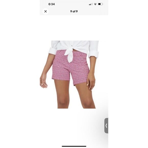 SPANX Sunshine Shorts Sz S Hibiscus Gingham 4” Pull On Functional Front Pockets - Picture 12 of 12